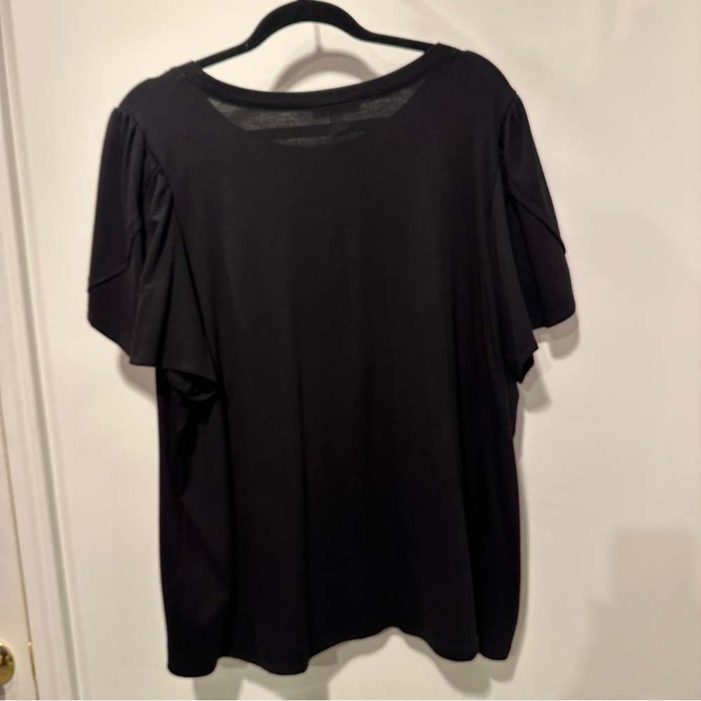 Cable & Gauge Elegant Black Puff Sleeve Blouse 2X - Picture 7 of 7